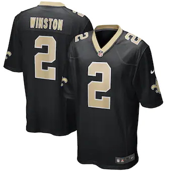 mens nike jameis winston black new orleans saints game jers